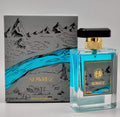 NOWRUZ نوروز perfume bottle with blue liquid and mountain-themed packaging illustrating renewal and sophistication